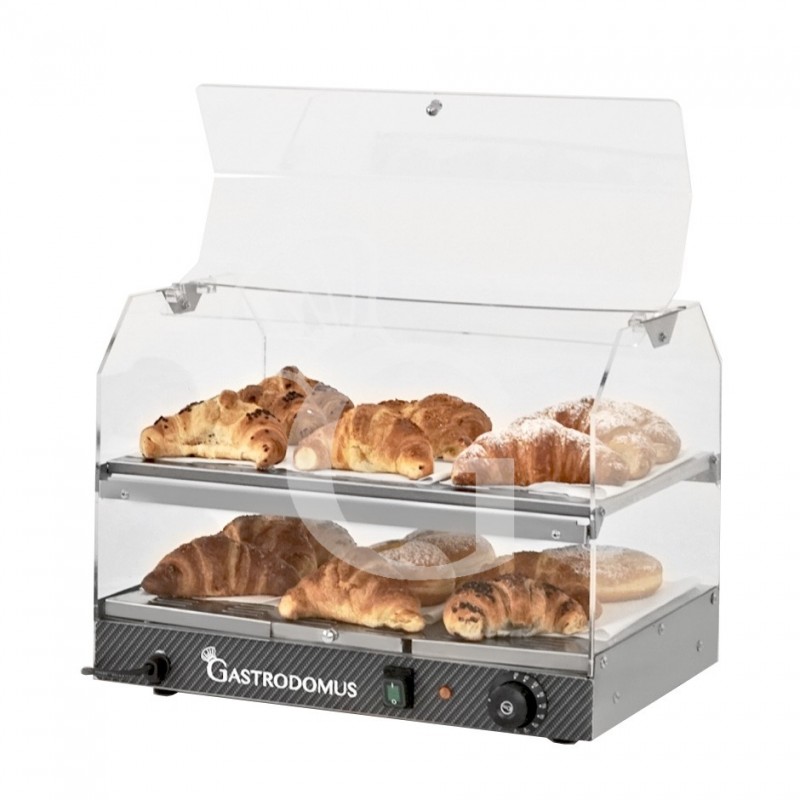Vetrina Riscaldata inox e plexiglass 2 piani +30°C/+90°C L 510 mm x P 350 mm x H 385 mm