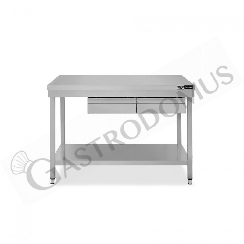Tavolo inox ripiano 2 cassetti L 1300 mm x P 700 mm x H 865 mm Tavolo inox ripiano 2 cassetti L 1300 mm x P 700 mm x H 865 mm