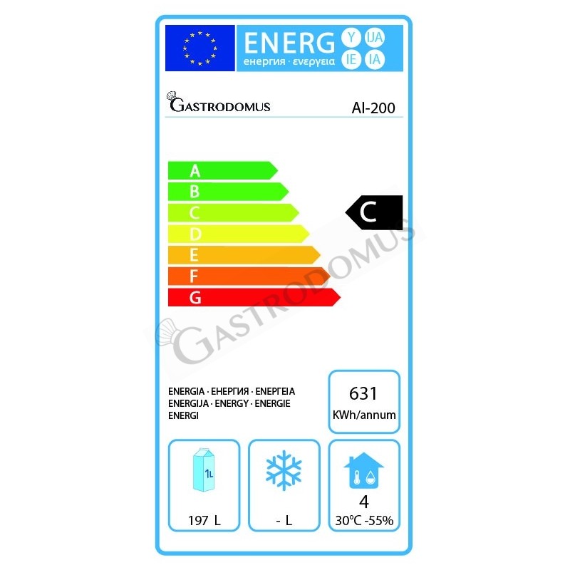 Congelatore a pozzetto Statico 197 LT -18°C porta in vetro classe energetica D