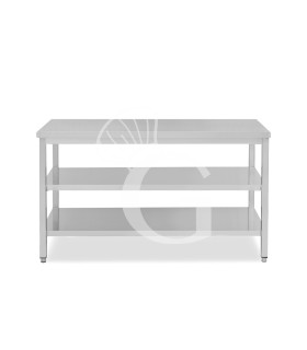 Tavolo inox 2 ripiani L 1900 mm x P 600 mm x H 850 mm