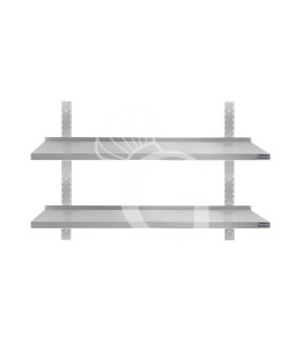 Ripiano in acciaio inox doppio, L 800 mm x P 400 mm x H 700 mm