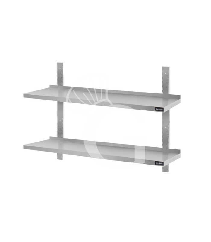 Mensola in acciaio inox doppia, L 900 mm x P 400 mm x H 700 mm