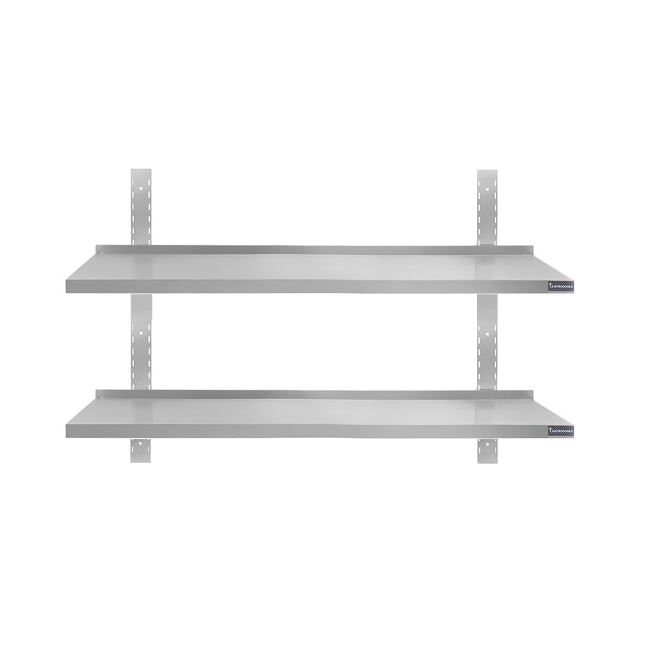 Mensola in acciaio inox doppia, L 900 mm x P 400 mm x H 700 mm