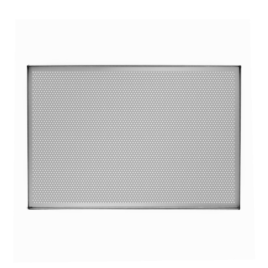 Teglia in alluminio microforata con misure L 600 mm x P 400 mm x H 20 mm