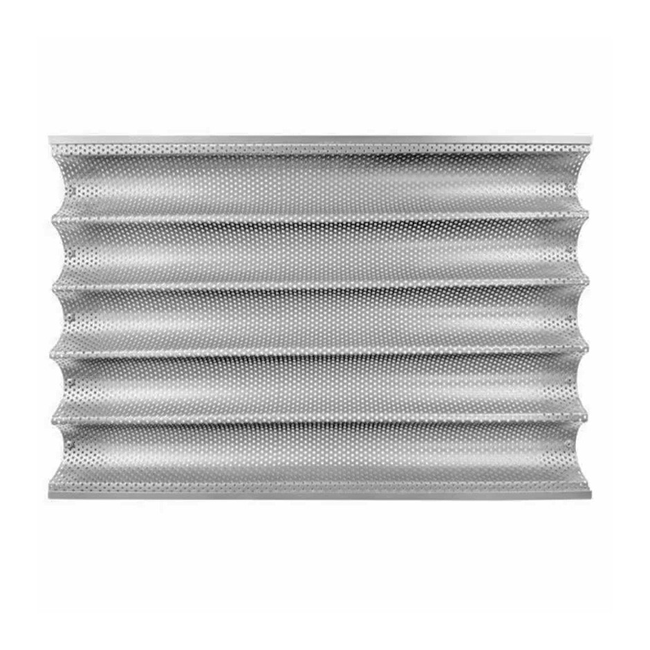 Teglia Rettangolare in alluminio per baguette con 5 canali L 600 mm x P 400 mm