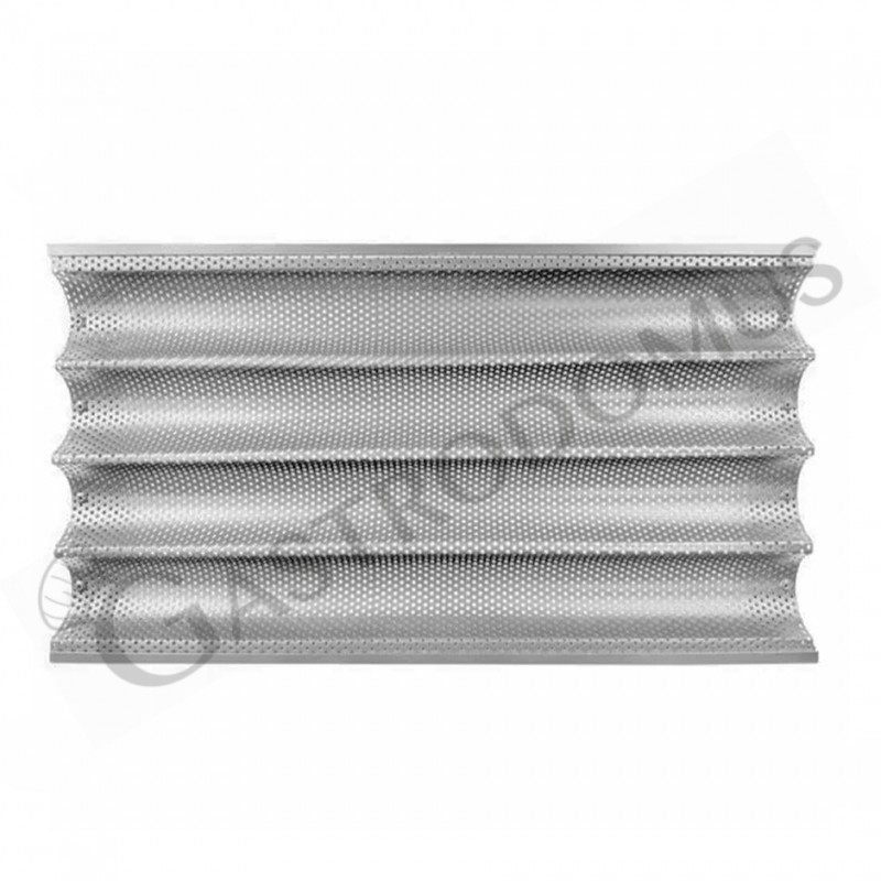 Teglia Rettangolare in alluminio per baguette con 4 canali L 530 mm x P 320 mm Teglia Rettangolare in alluminio per baguette con 4 canali L 530 mm x P 320 mm