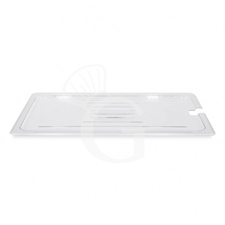 Coperchio con foro mestolo GN1/2 in policarbonato dimensioni L 325 x P 265 mm Coperchio con foro mestolo GN1/2 in policarbonato dimensioni L 325 x P 265 mm