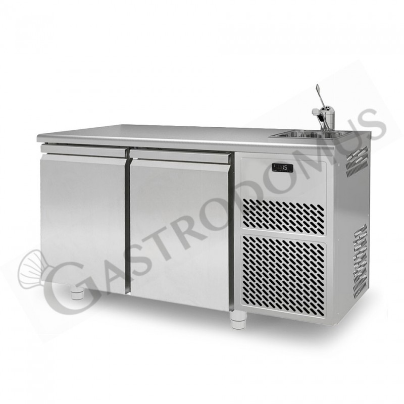 Tavolo Refrigerato con Lavello 2 porte Prof. 700 mm per griglie GN1/1Classe energetica C