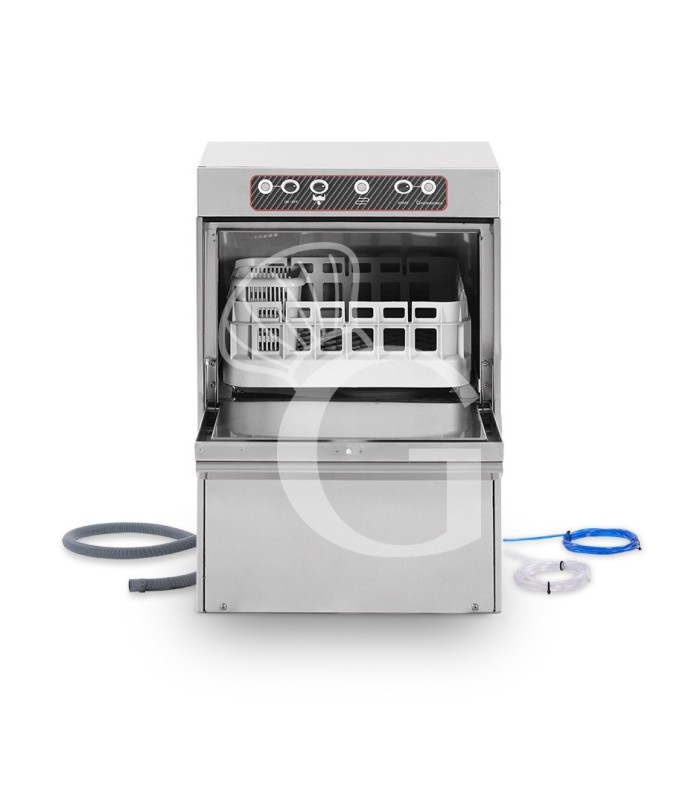 Lavabicchieri Elettromeccanica Monofase cesto 400x400mm x H 270mm con dosatore brillantante e detergente e PSOM - doppia parete