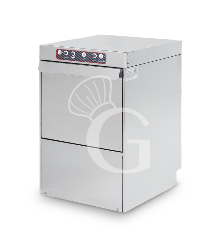 Lavabicchieri Elettromeccanica Monofase cesto 400x400mm x H 270mm con dosatore brillantante e detergente e PSOM - doppia parete