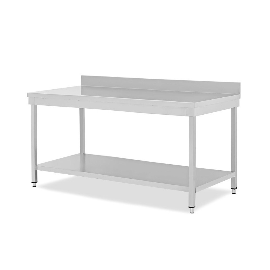 Tavolo inox 1 ripiano alzatina L 2000 mm x P 700 mm x H 950 mm