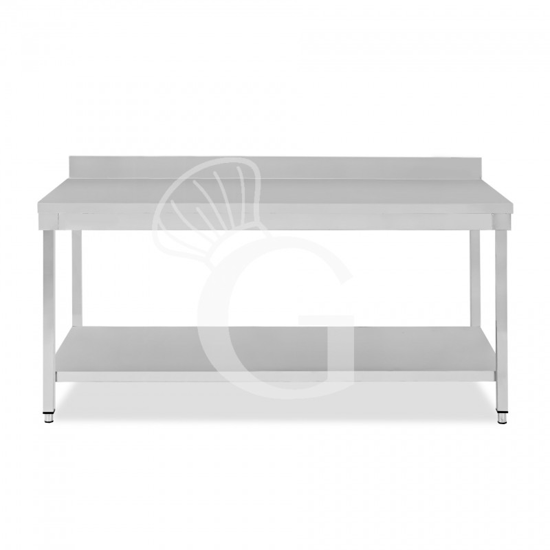 Tavolo inox 1 ripiano alzatina L 2000 mm x P 700 mm x H 950 mm