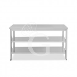 Tavolo inox 2 ripiani L 1900 mm x P 800 mm x H 850 mm