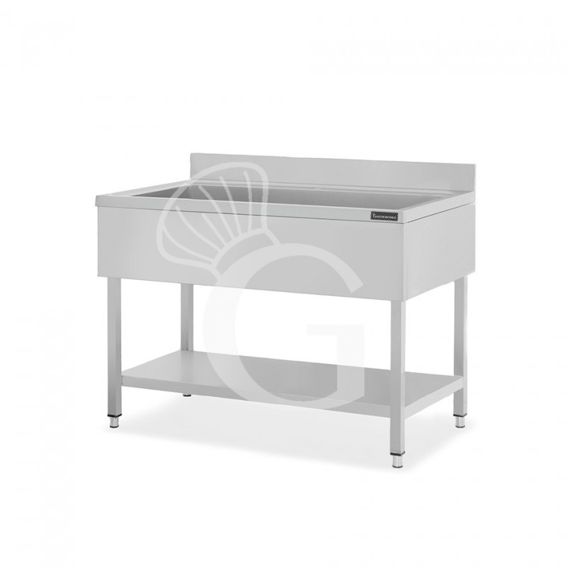 Lavapentole acciaio, 1 ripiano, alzatina, 1 vasca, L 1000 x P 600 x H 950 mm