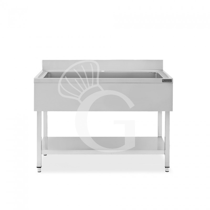 Lavapentole acciaio, 1 ripiano, alzatina, 1 vasca, L 1000 x P 600 x H 950 mm