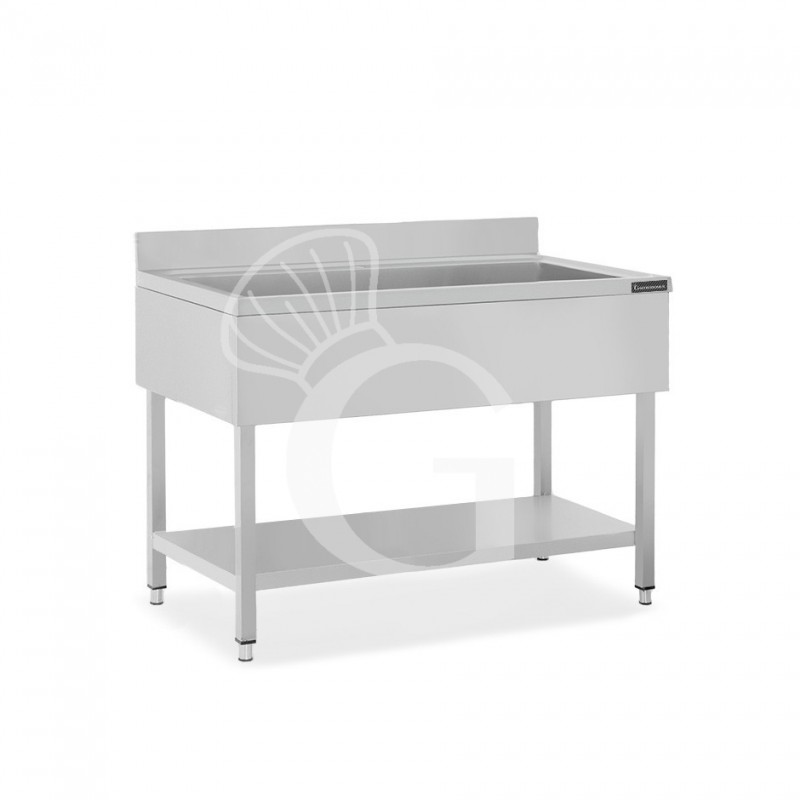 Lavapentole acciaio, 1 ripiano, alzatina, 1 vasca, L 1000 x P 600 x H 950 mm