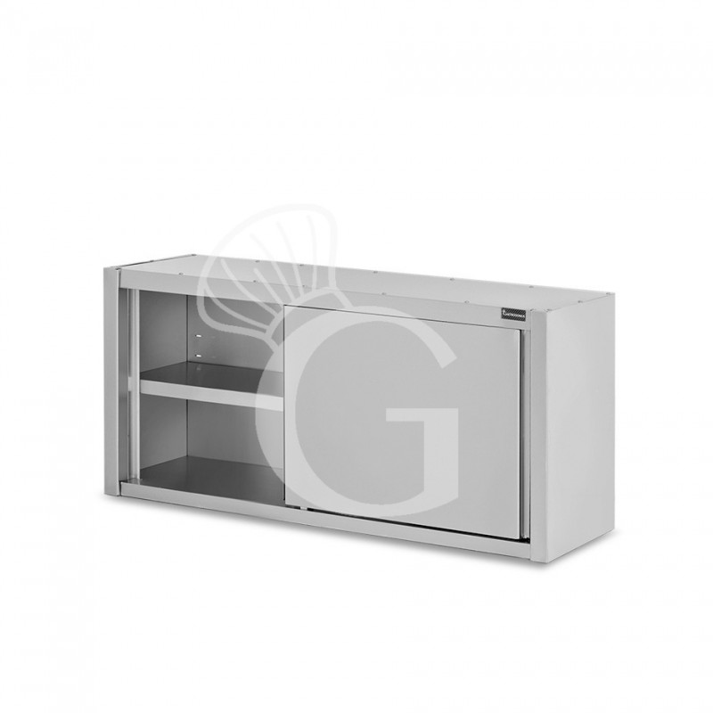 Pensile acciaio inox con porte scorrevoli, 1 ripiano, L 1500 x P 400 x H 660 mm