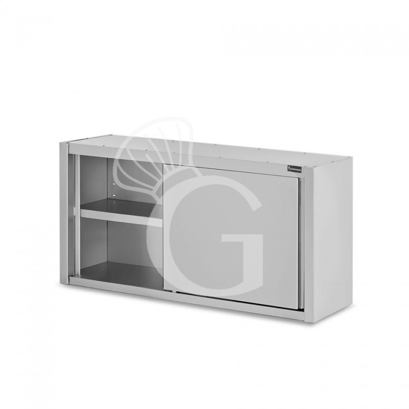 Pensile acciaio inox con porte scorrevoli, 1 ripiano, L 1500 x P 400 x H 800 mm