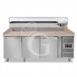 Banco Pizza 600x400 3 porte vetrina 10 bacinelle GN1/4 580 LT