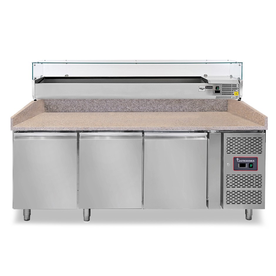 Banco Pizza 600x400 3 porte vetrina 10 bacinelle GN1/4 580 LT