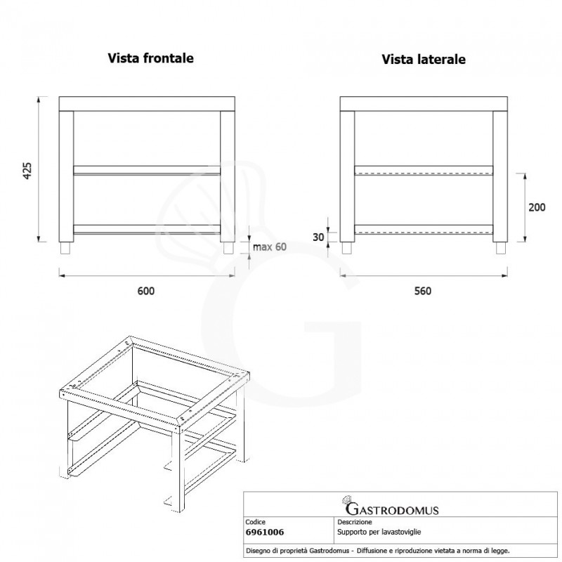 Supporto per lavastoviglie