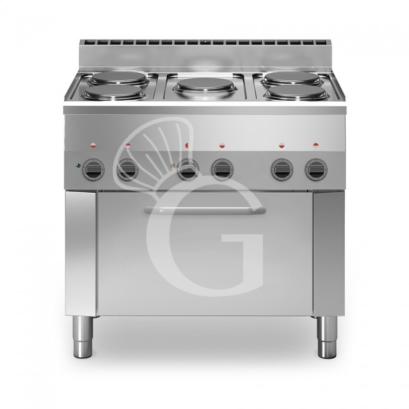 Cucina professionale elettrica 5 piastre forno elettrico a convezione GN1/1  profondità 600 mm - mod. PPE60/90