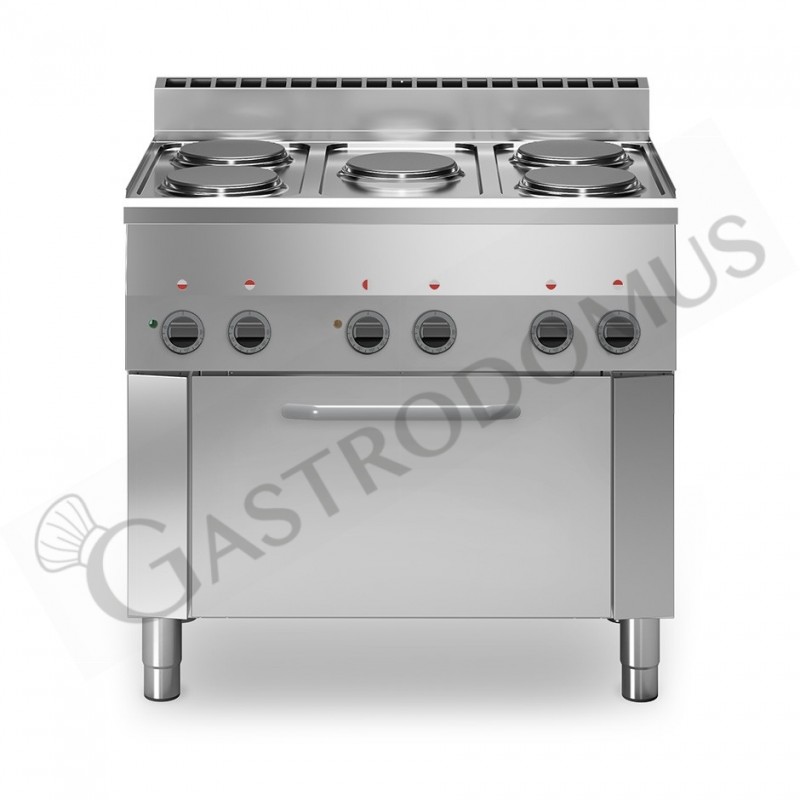 Cucina professionale elettrica 5 piastre potenziate forno elettrico a convezione GN1/1 profondità 600 mm Cucina professionale elettrica 5 piastre potenziate forno elettrico a convezione GN1/1 profondità 600 mm