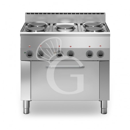 Cucina professionale elettrica 5 piastre potenziate forno elettrico a convezione GN1/1 profondità 600 mm Cucina professionale elettrica 5 piastre potenziate forno elettrico a convezione GN1/1 profondità 600 mm