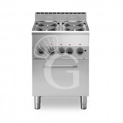 Cucina professionale elettrica 4 piastre potenziate forno elettrico a convezione GN2/3 profondità 600 mm