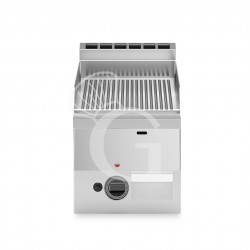 Fry top a gas da banco piastra rigata cromata singola 5200 W L 300 mm x P 600 mm x H 280 mm