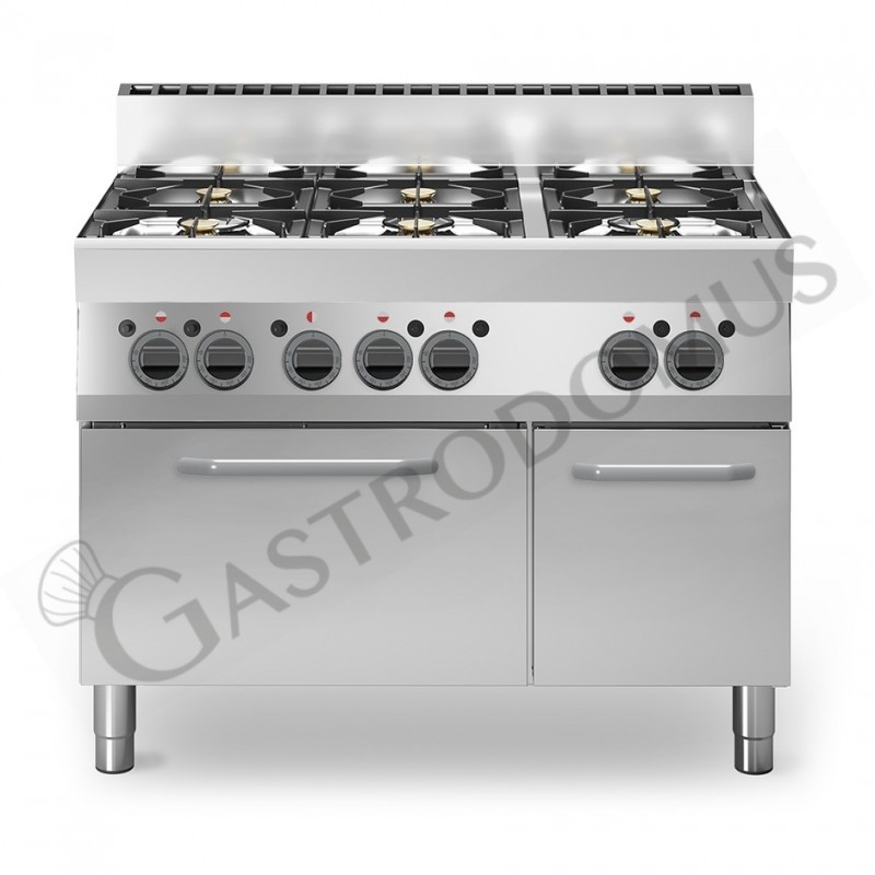 Cucina professionale a gas 6 fuochi forno a gas armadio neutro profondità 650 mm