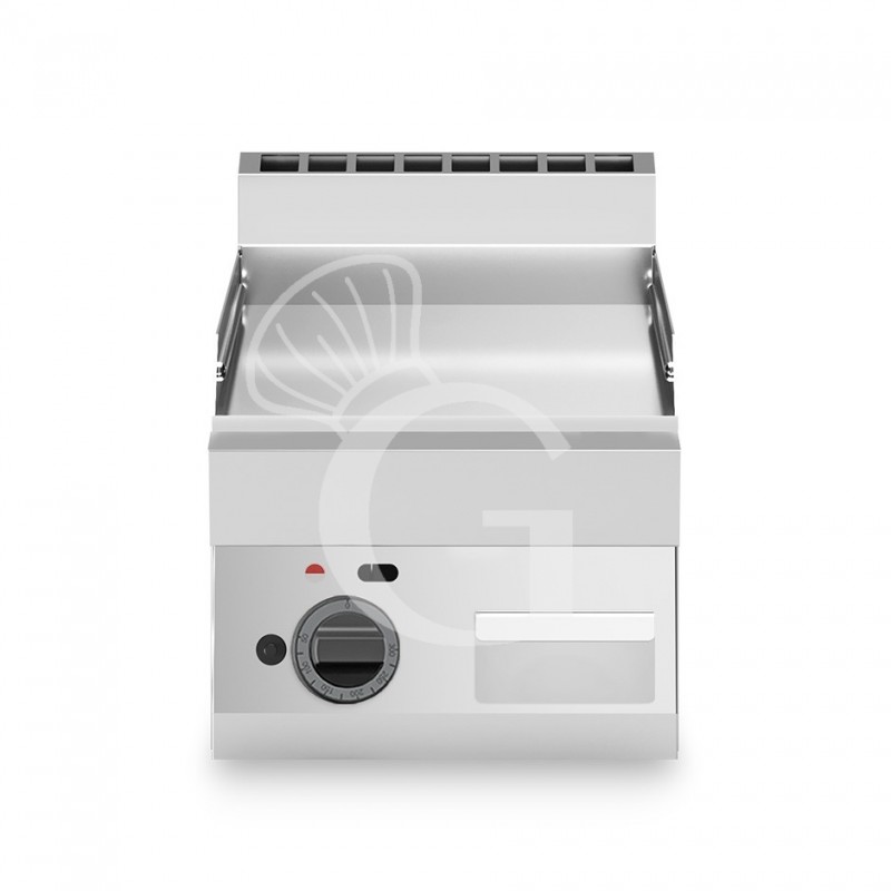 Fry top a gas da banco piastra liscia cromata singola 5700 W L 400 mm x P 650 mm x H 280 mm Fry top a gas da banco piastra liscia cromata singola 5700 W L 400 mm x P 650 mm x H 280 mm