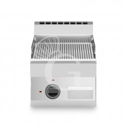 Fry Top elettrico da banco piastra rigata cromata singola 4500 W Trifase P 650 mm