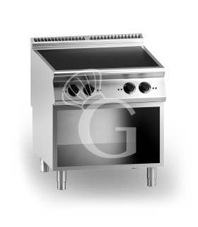 Cucina professionale a induzione su armadio aperto 4 zone di cottura profondità 900 mm