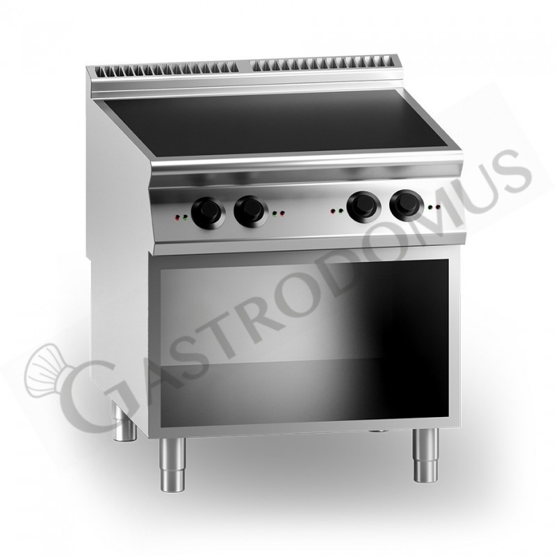 Cucina professionale a induzione su armadio aperto 4 zone di cottura profondità 900 mm Cucina professionale a induzione su armadio aperto 4 zone di cottura profondità 900 mm