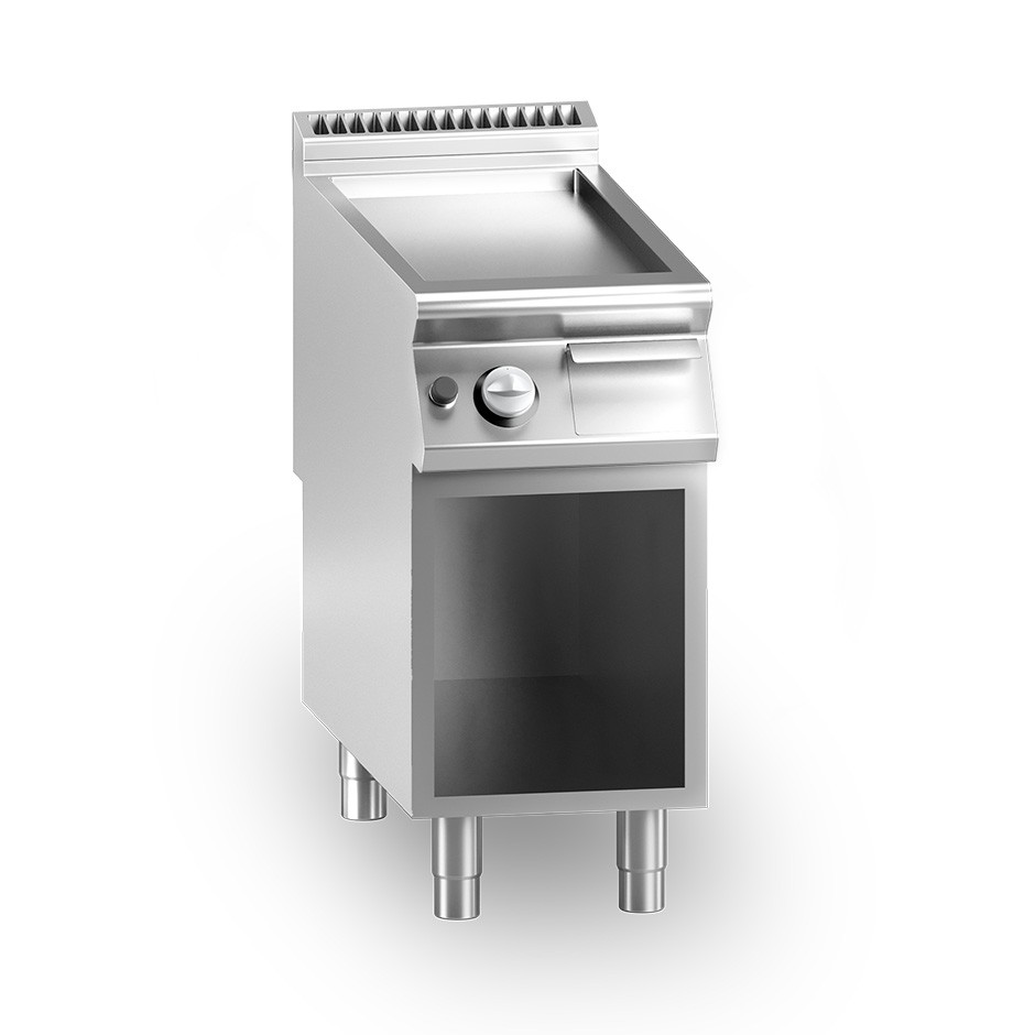 Fry Top elettrico su armadio aperto piastra liscia cromata singola 7500 W Trifase P 900 mm