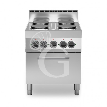 Cucina professionale elettrica 4 piastre forno elettrico a convezione GN1/1 profondità 700 mm Cucina professionale elettrica 4 piastre forno elettrico a convezione GN1/1 profondità 700 mm