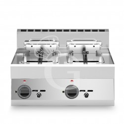 Friggitrice Professionale da banco a gas 2 vasca 8+8 LT, 12,6 kw