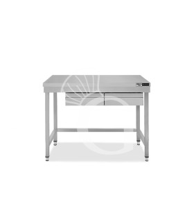 Tavolo inox 2 cassetti L 1000 mm x P 800 mm x H 865 mm