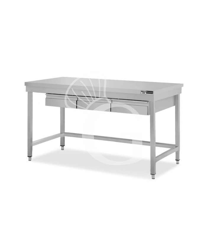 Tavolo inox 3 cassetti L 1400 mm x P 800 mm x H 865 mm