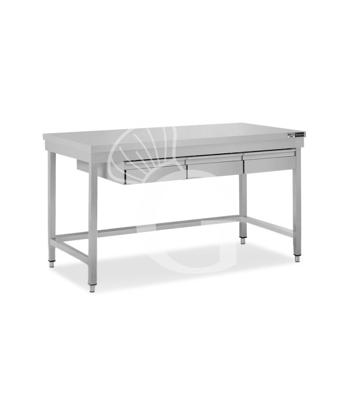 Tavolo inox 3 cassetti L 1400 mm x P 800 mm x H 865 mm