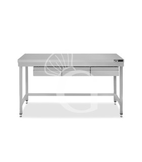 Tavolo inox 3 cassetti L 1400 mm x P 800 mm x H 865 mm
