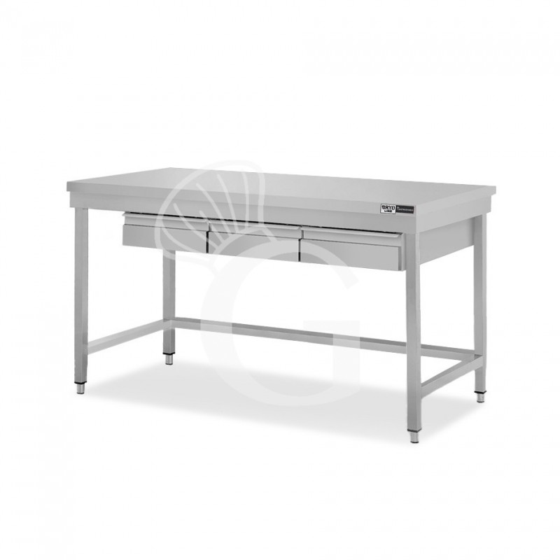 Tavolo inox 3 cassetti L 1500 mm x P 800 mm x H 865 mm