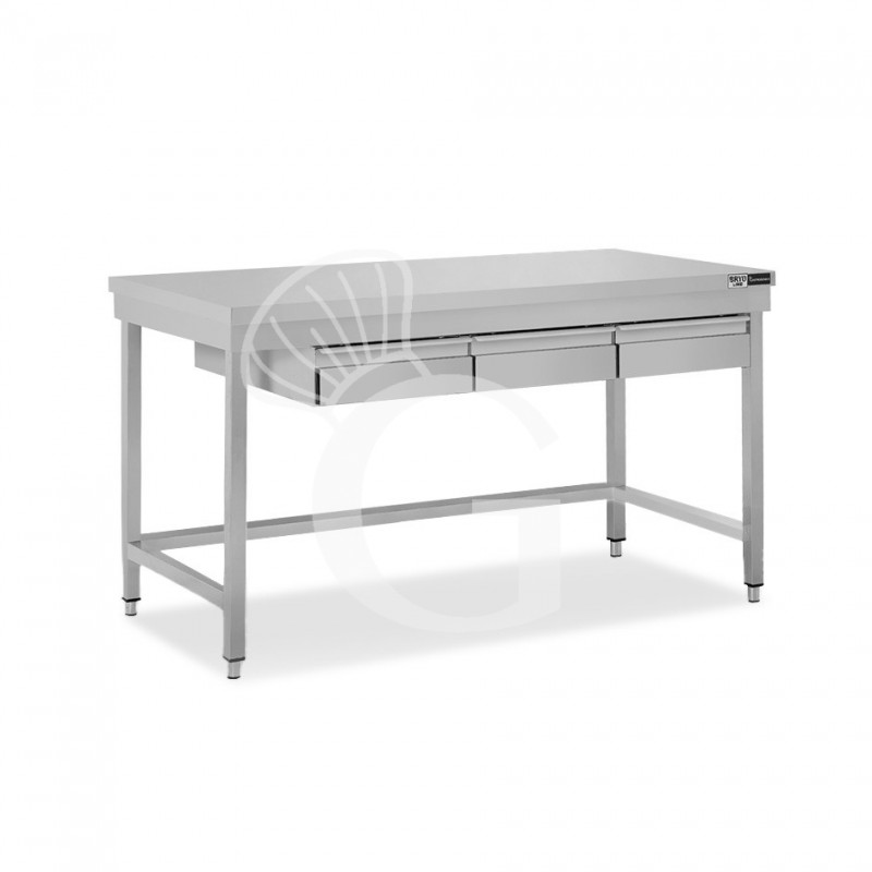 Tavolo inox 3 cassetti L 1500 mm x P 800 mm x H 865 mm