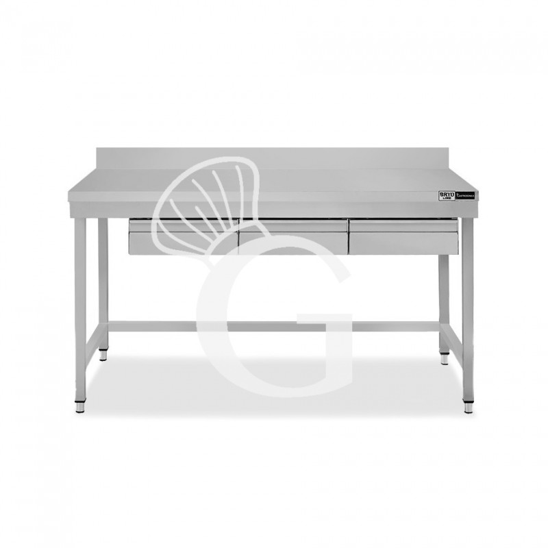 Tavolo inox 3 cassetti alzatina L 1500 mm x P 800 mm x H 965 mm Tavolo inox 3 cassetti alzatina L 1500 mm x P 800 mm x H 965 mm