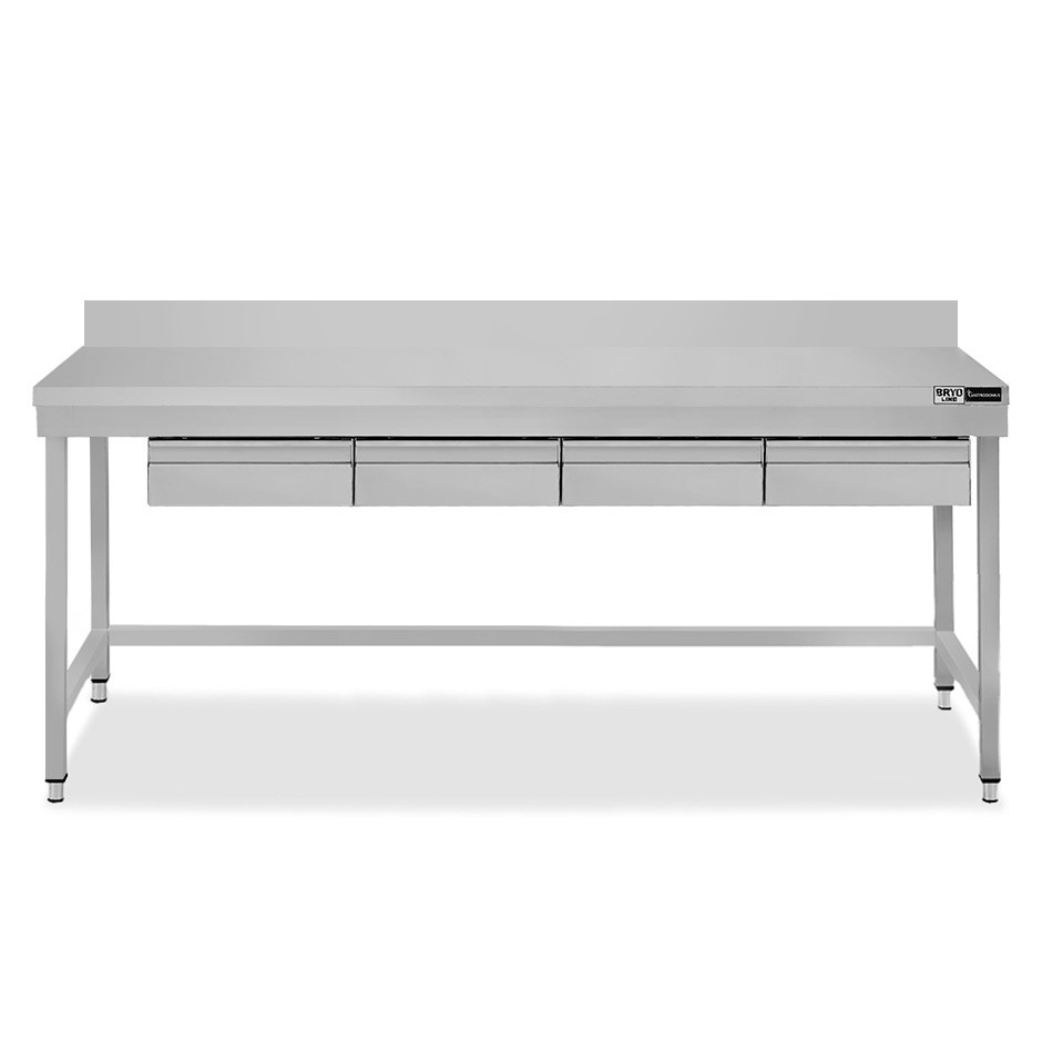 Tavolo inox 4 cassetti alzatina L 1800 mm x P 800 mm x H 965 mm