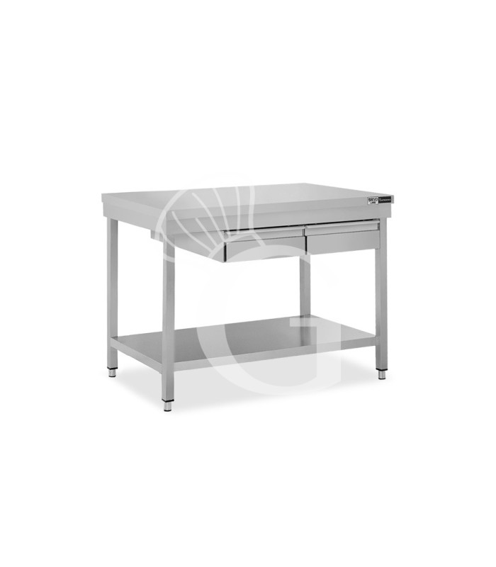 Tavolo inox ripiano 2 cassetti L 1000 mm x P 800 mm x H 865 mm