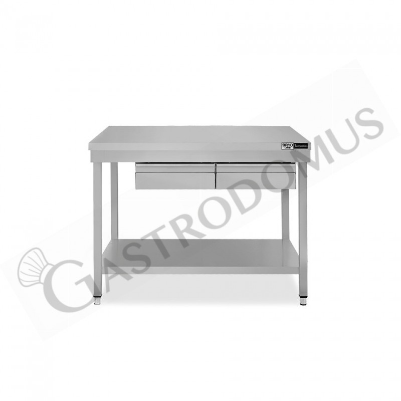 Tavolo inox ripiano 2 cassetti L 1100 mm x P 800 mm x H 865 mm Tavolo inox ripiano 2 cassetti L 1100 mm x P 800 mm x H 865 mm
