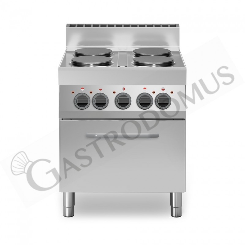 Cucina professionale elettrica 4 piastre forno elettrico a convezione GN1/1 profondità 650 mm Cucina professionale elettrica 4 piastre forno elettrico a convezione GN1/1 profondità 650 mm