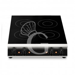 Piano di cottura professionale in vetroceramica 4 zone di cottura L 710 mm x P 670 mm x H 120 mm